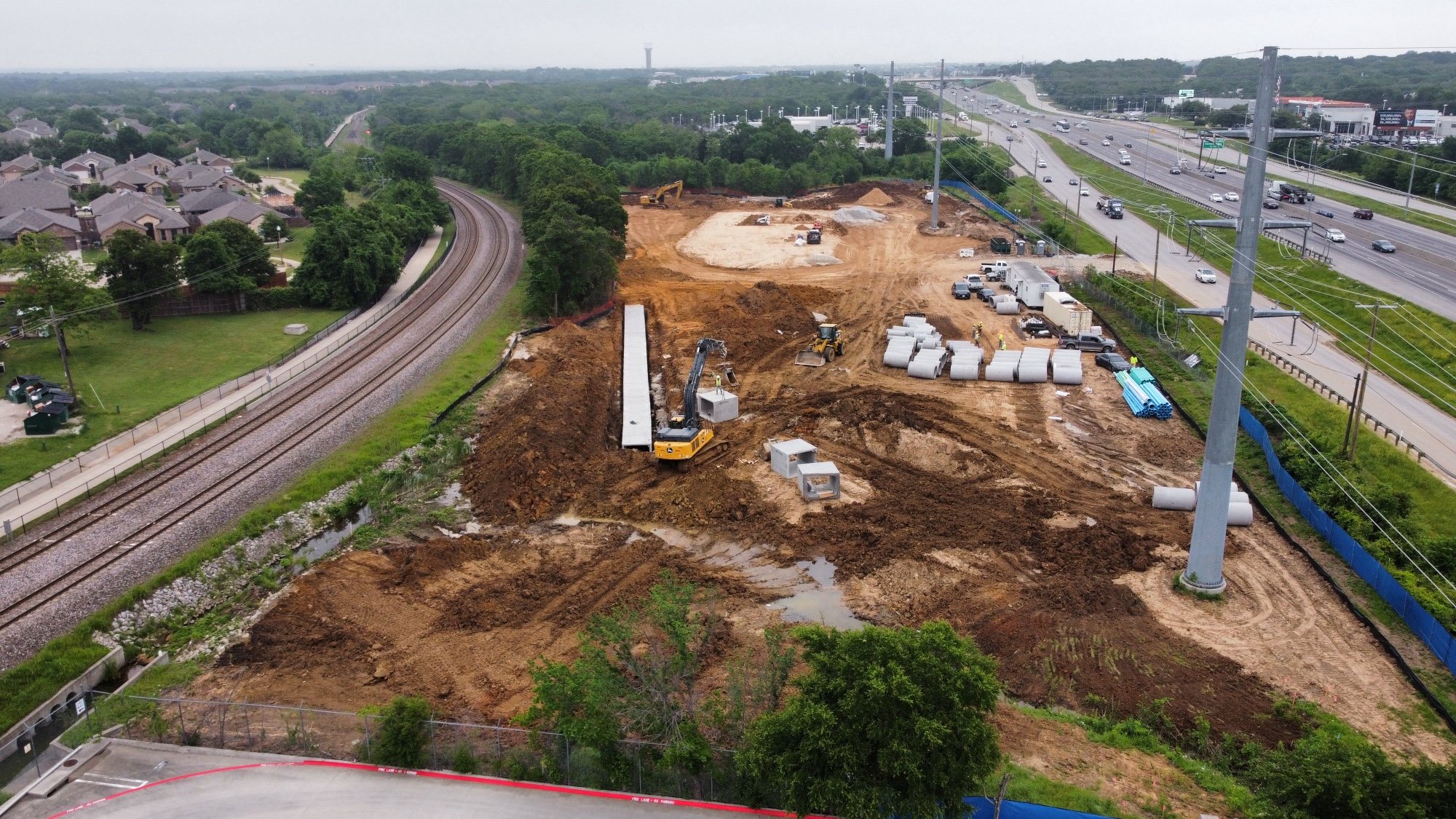 Aerial view of Bragg Light utility construction