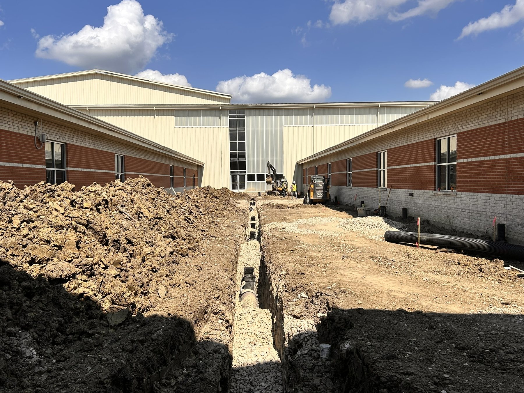 Storm drainage construction at Ferris High School