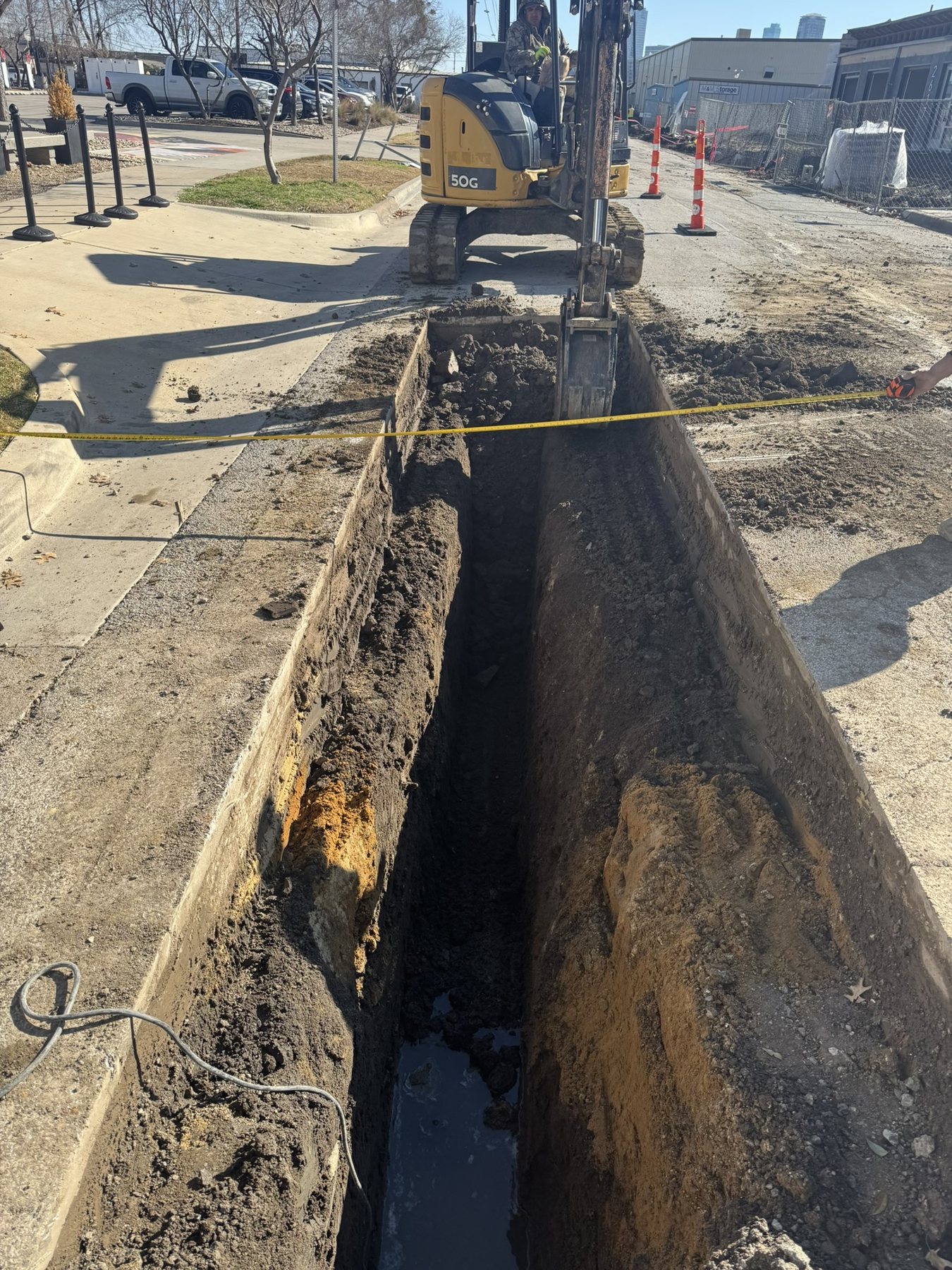 City water main installation at Foundry Mixed Use