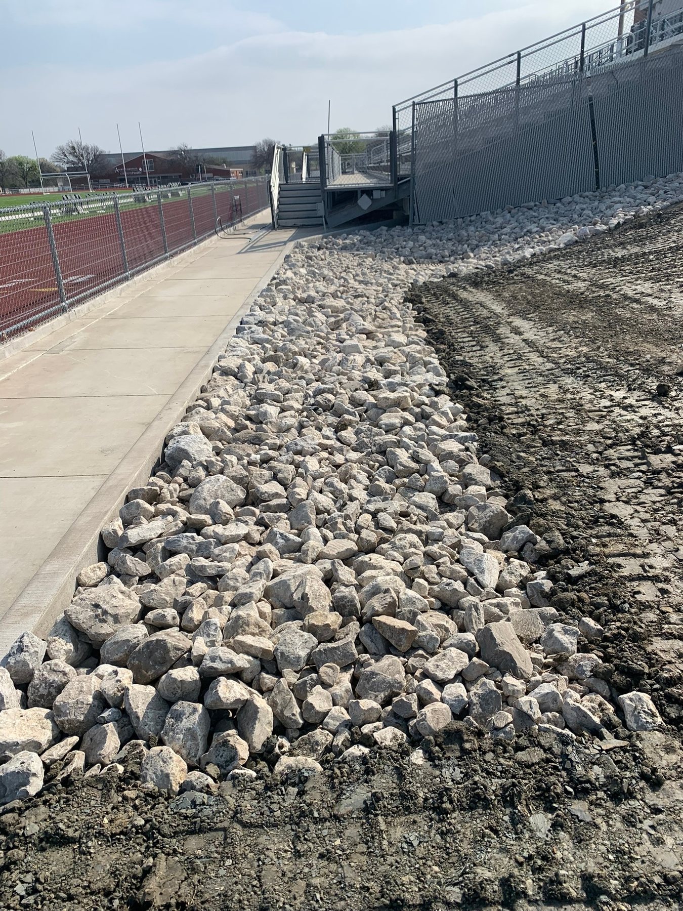 Rock drainage installation at Frisco Stadium